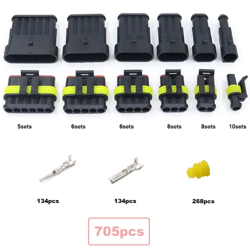 Vista 2 de 708 unidades, 43 kits de conectores de cable impermeables, kit de conectores eléctricos automotrices, terminales de enchufe para automóvil