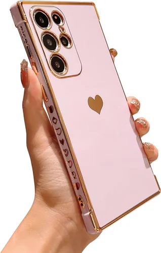 Vista 138 de phylla Funda de teléfono compatible con Samsung Galaxy A12 de 6.5 pulgadas, lindo corazón chapado en oro, elegante funda de lujo para mujer