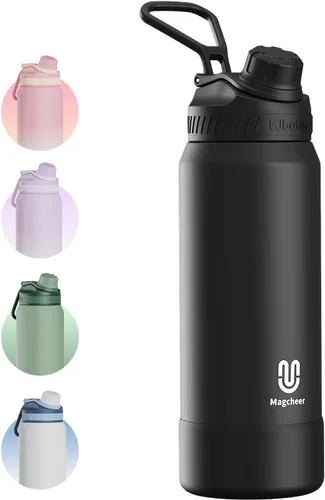 Vista 10 de Botella de agua aislada de 24 onzas, acero inoxidable al vacío de doble pared, diseño de boca ancha, botella reutilizable a prueba de fugas