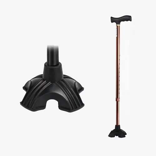 Vista 4 de Cane Tip 2pcs 3/4 inch Quad Self Standing 4 Leg Attachment Rubber Replacement Tip for Walking Stick Base Universal Stable Black