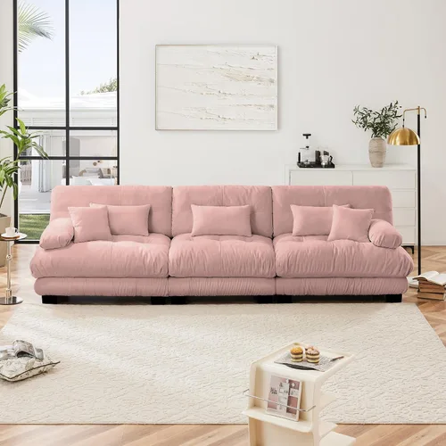 Vista 96 de Otomana beige para sofá modular modular, sofá individual, asiento otomano para sofá modular convertible, sofás de terciopelo para sala de estar