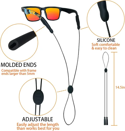 Vista 2 de Correa deportiva para lentes de sol, correa ajustable para lentes de sol, soporte para lentes para niños, mujeres y hombres, soporte para anteojos