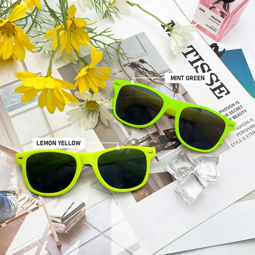 Vista 60 de Suministros para regalos de fiesta de colores neón Paquete de 8 gafas de sol unisex