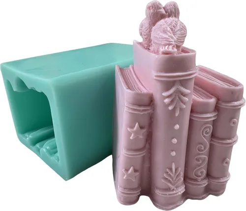 Vista 21 de Molde de jabón de silicona de dos libros, moldes de cera de vela hechos a mano, molde de silicona para pastel de mousse de chocolate, gelatina
