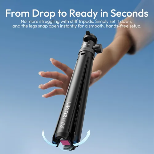 Vista 2 de Soporte de trípode mejorado de 59 pulgadas con apertura automática de 4 patas, trípode de piso ULANZI TT24 Vlogging Selfie, cabeza de bola