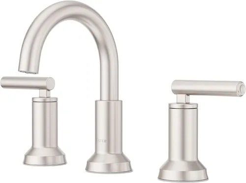 Vista 13 de Grifo para lavabo de baño Pfister Capistrano, 8 pulgadas de separación amplia, 2 manijas, 3 orificios, certificado NSF, acabado negro mate Spot Spot