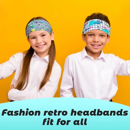 Vista 8 de 2 diademas de neón de los años 80 y 90 para mujer, diademas retro para mujer, bandas de pelo de los años 80 para hip hop, estilo de fiesta