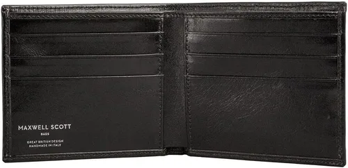 Vista 3 de Maxwell Scott - Cartera plegable de piel de lujo para hombre The Vittore Billetera clásica para recibos, Negro