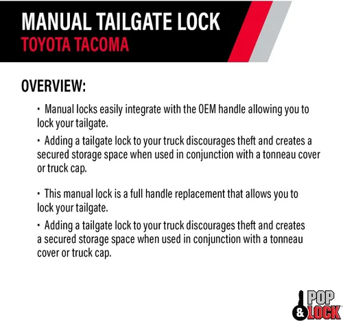 Vista 4 de Pop & Lock Cerradura manual de puerta trasera para Toyota Tacoma, Super blanco