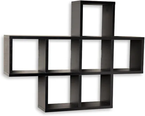 Vista 4 de Danya B. XF11056WH Estante decorativo – Montaje en pared o independiente – Estantería cuadrada Cubbies – Laminado blanco