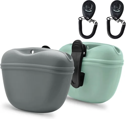 Vista 29 de AUDWUD - Bolsa de silicona para perros con cierre magnético con clip seguro Upgraded clip keeps your treat pouch secure during training.Magnetic