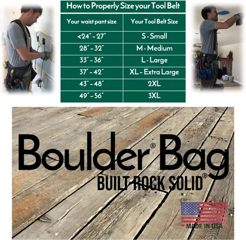 Vista 5 de BOULDER BAG - Cinturón profesional para electricistas MAX Combo con soporte trasero cómodo, hebilla de cinturón de cuero, cinturón de trabajo