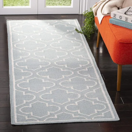 Vista 16 de SAFAVIEH Dhurries Collection DHU625A - Alfombra decorativa de lana de alta calidad hecha a mano de 2 pies 6 pulgadas x 4 pies, azul/marfil