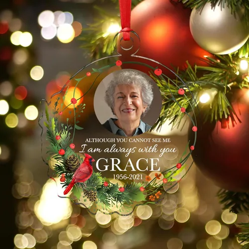 Vista 4 de Adorno conmemorativo de Navidad con foto personalizada, adorno conmemorativo personalizado con nombre y fechas, regalos de duelo, regalos