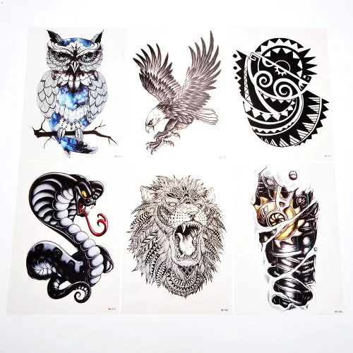 Vista 5 de PowerTRC Calcomanías temporales de tatuaje, 16 hojas de tatuajes para hombres y mujeres, tatuajes para Halloween, fiestas, festivales. Diseños