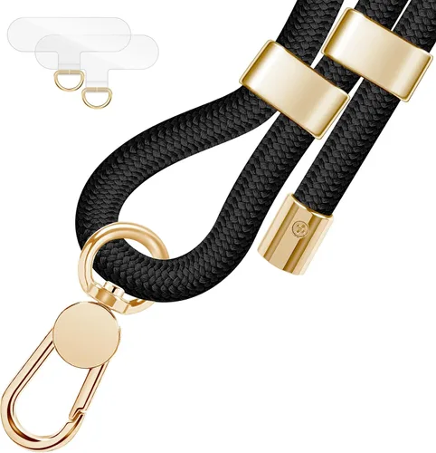 Vista 10 de UKON Cordón para teléfono celular, cordón bandolera y correa de muñeca, hebilla de metal premium con dijes para teléfono con 2 parches de correa