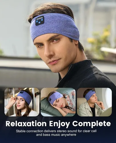 Vista 5 de Perytong: Audífonos para dormir de Bluetooth, diadema para dormir, ultra suave para durmientes laterales, regalos para dormir para hombres y mujeres