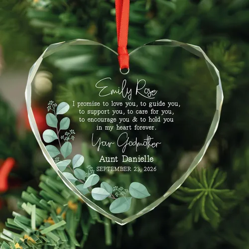 Vista 15 de Adorno de cristal personalizado para bautismo de bebé, regalo de bautismo para niños y niñas, regalo de confirmación, adorno de árbol de Navidad