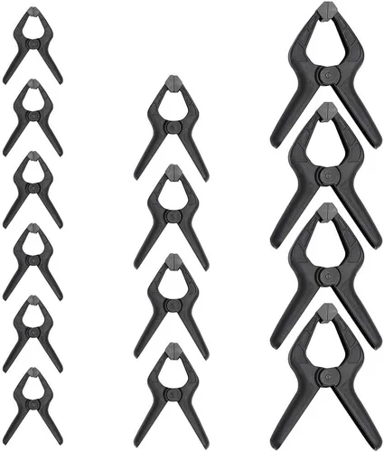 Vista 8 de Amazon Basics Juego de 6 abrazaderas de gatillo, 2 paquetes de 4 pulgadas, 4 paquetes de 6 pulgadas, negro/gris