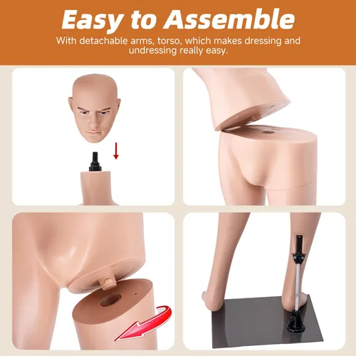 Vista 6 de Maniquí de cuerpo completo, maniquí desmontable ajustable con soporte para costura, sastrería, diseño de disfraz de cosplay y exhibición