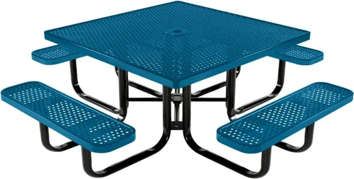 Vista 15 de COATEDOUTDOORFURNITURE Mesa de picnic cuadrada de 46 pulgadas, expandida, color negro