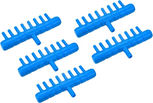 Vista 8 de uxcell 5 unids 0.315 in a 0.217 in 2 vías línea de aire tubo divisor conector pecera tanque oxígeno tubo aire adaptador para acuario, azul
