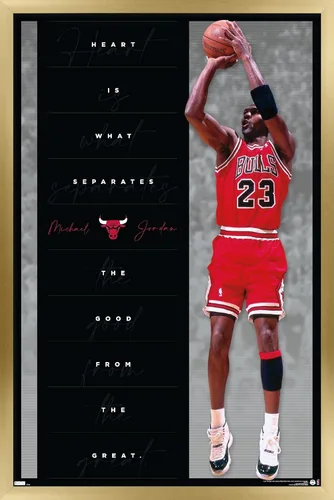 Vista 14 de Trends International Michael Jordan - Póster de pared de corazón, 22.4 pulgadas de largo x 14.7 pulgadas, versión enmarcada en madera de granero