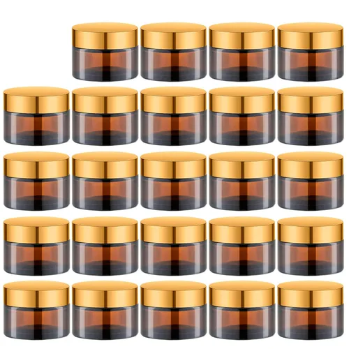 Vista 10 de Lil Ray - Tarros de crema de vidrio vacíos ámbar de 1 onza 12PCS Reusable Round Containers Jars for Facial Cream, Eye Cream with Black Lid, DIY