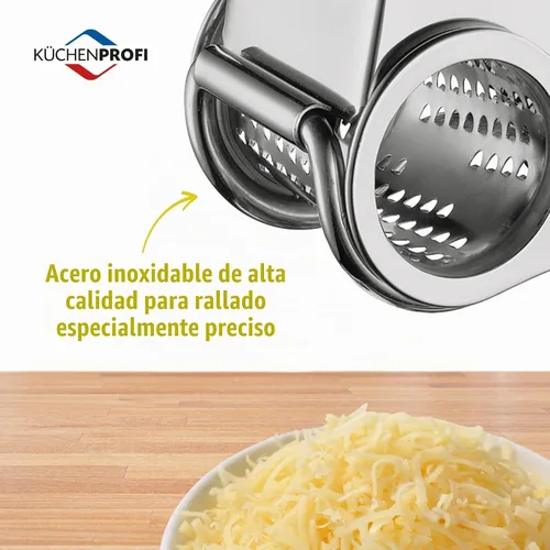 Vista 2 de Küchenprofi Rallador rotativo de queso de tambor único de acero inoxidable, para chocolate y nueces, rallador giratorio de acero inoxidable duradero