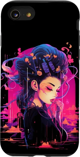 Vista 18 de iPhone 16 Japanese Geisha Retro Anime Cyberpunk Manga Synthwave Artsy Case