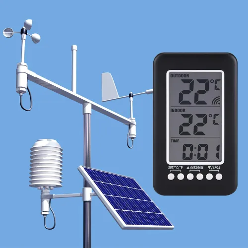 Vista 4 de Termómetro para interiores y exteriores LCD termómetro con reloj inalámbrico temperatura ambiente termómetro termómetro digital Ther termómetro