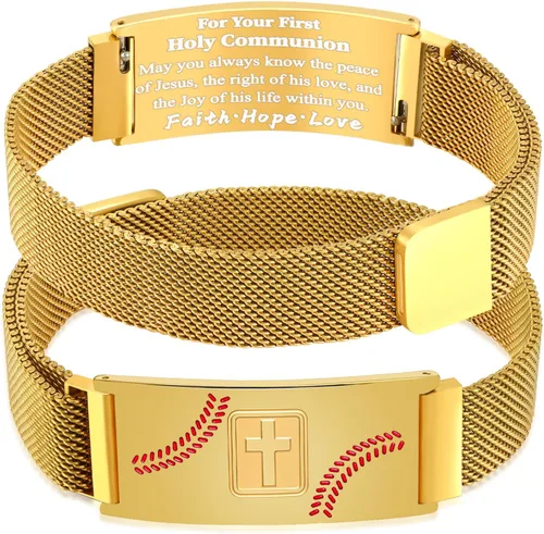 Vista 58 de Regalos de graduación, pulsera de fútbol, fútbol, baloncesto, béisbol, regalos de pulsera, pulseras de cruz de fe para hombres, bautismo, primera