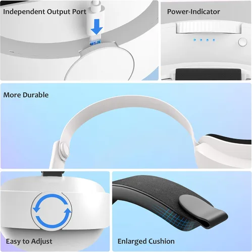 Vista 7 de Kuject Design Battery Head Strap for Quest 3, 6000mAh Comfort Elite Strap for Extend Playtime and Reduce Facial Stress, VR Accessories with