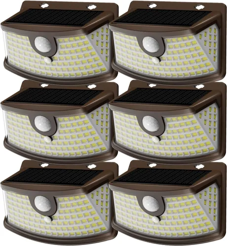 Vista 22 de Aootek Luces solares con sensor de movimiento, 120 luces LED con reflector de luces, gran angular de 270°, impermeable IP65, luces de paso