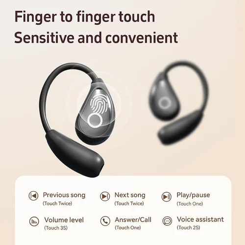 Vista 5 de Auriculares Inalámbricos de Oído Abierto Bluetooth, Auriculares de Conducción Aérea Libres de Dolor con Estuche de Carga de Pantalla Digital LED