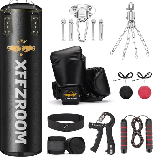 Vista 8 de Punching Bag for Adults, 4ft PU Leather 6 in 1 Heavy Boxing Bag Set, Punching Bag with 12oz Boxing Gloves, Hand Wraps, Hanging Bag for MMA Karate