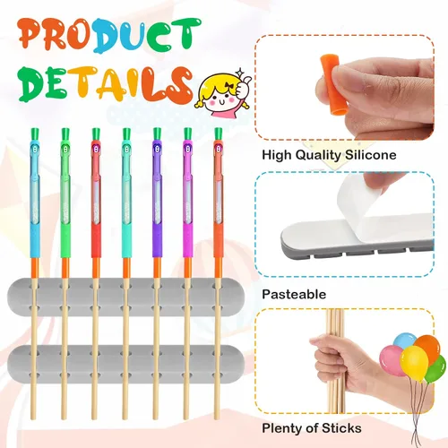 Vista 6 de Teling 46 piezas de soporte de bolígrafo con purpurina epoxi UV, accesorios con fundas antiadherentes, tapones de silicona para bolígrafos, varillas