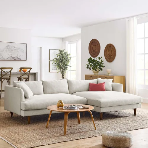 Vista 6 de Modway Sofás Zoya, tejido jaspeado marfil