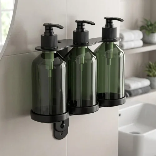 Vista 5 de Wall Mount Soap Dispenser 3-Pack Refillable Black