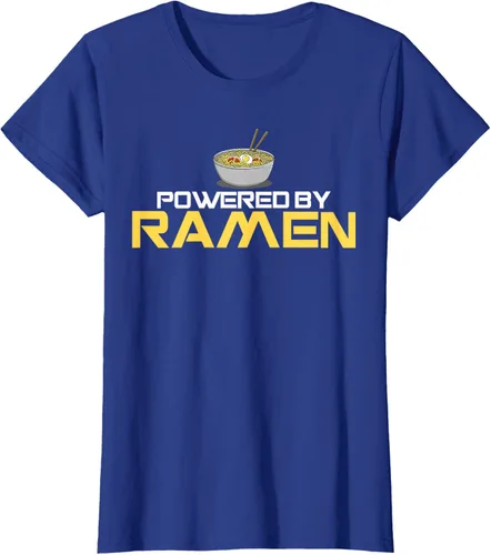 Vista 83 de Camiseta de fideos de anime japoneses Powered By Ramen, Negro, S