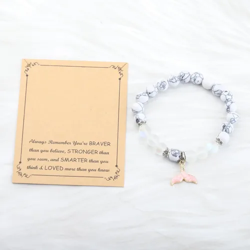 Vista 4 de FUSTMW Pulsera de cola de pez, regalo para amantes de los peces, joyería de cola de playa, ballena, delfín, pulsera con encanto de pez oceánico