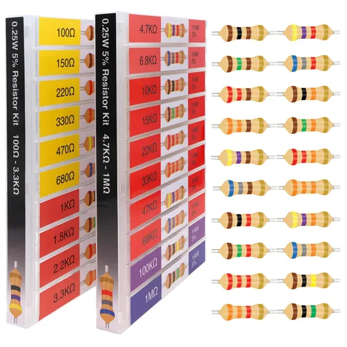 Vista 6 de EEEEE 1/2w 20 valores 300pcs 100 ohmios - 1M ohmios con 5% de resistencia de carbono surtido kit y eléctrico industrial surtido K Ohm Pack