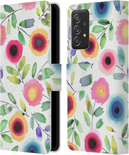 Vista 163 de Head Case Designs Officially Licensed Ninola Ditsy Flowers Yellow Nature Bold Leather Wallet Case Compatible with Samsung Galaxy A07 4G