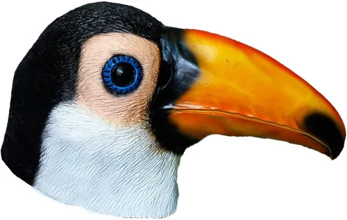 Vista 2 de HENGYUTOYMASK Máscara realista de látex de pájaro con cabeza de animal, máscara de goma para Halloween, cosplay, disfraces, fiesta, accesorios