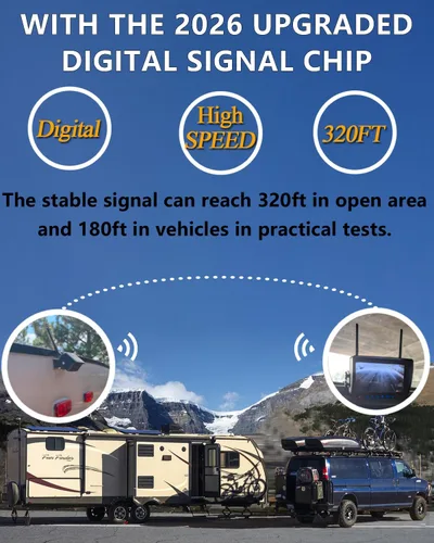 Vista 2 de Cámara de respaldo inalámbrica para autocaravana DOUXURY IP69 impermeable con ángulo de visión amplio de 170°, cámara de visión trasera HD 1080P +