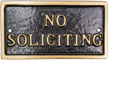 Vista 3 de Montague Metal Products - Placa rectangular de metal fundido con texto en inglés "No Soliciting" - Letrero de advertencia - Placa de negocios