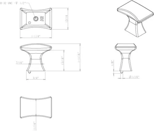 Vista 4 de Jeffrey Alexander 767SN Philip - Pomo rectangular para gabinete de 1-1/4 pulgadas Níquel Satinado