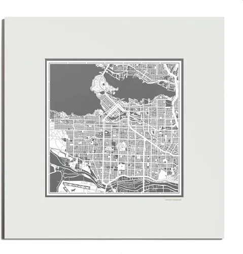 Vista 78 de O3 Design Studio San Diego, CA Paper Cut Map Matted Grey 20x20 in Paper Art