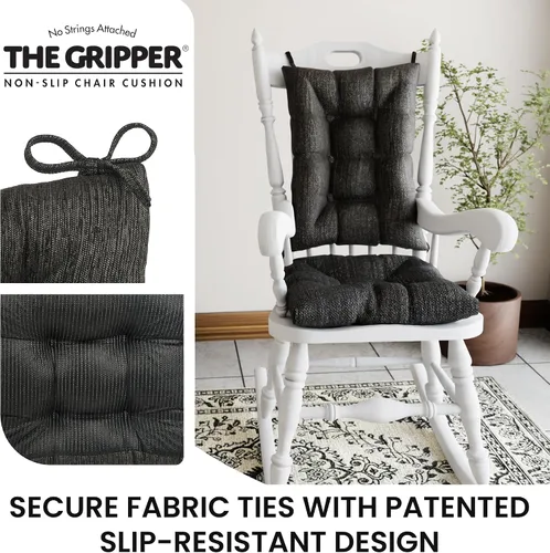 Vista 4 de Klear Vu The Gripper - Juego de cojines antideslizantes para silla mecedora con acolchado grueso, incluye almohadilla de asiento y almohada