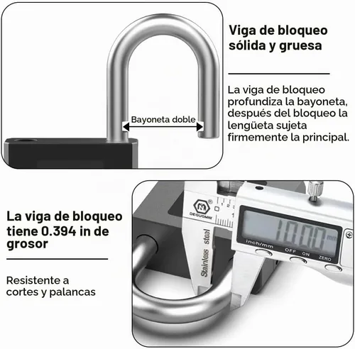 Vista 5 de Candado de combinación de candado de puerta: bloqueo de bloqueo de bloqueo de bloqueo de aplicación de teléfono de huellas dactilares eLinkSmart